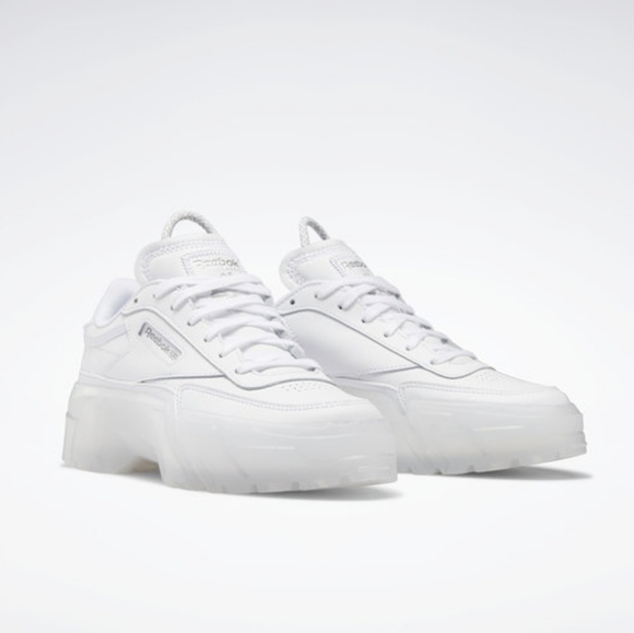 Reebok X Cardi B Club C Platform Chunky Triple White Chalk Sneakers Size 37 - Picture 2 of 11